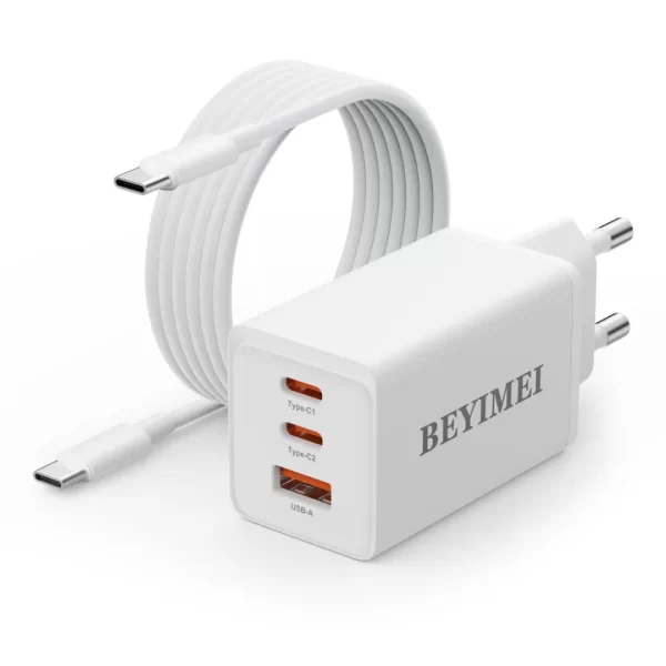 BEYIMEI 67W USB C Wall Charger,GaN III 3-Port PD QC Foldable Charger,Type C and USB A Laptop Charge Adapter for All iPad iPhone 15 14 13 12 Pro Max Pixel Note Galaxy