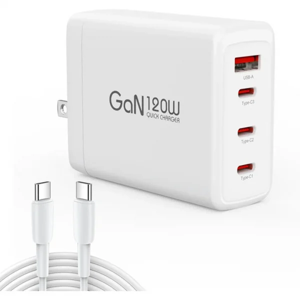 BEYIMEI USB C Wall Charger, 120W 4Port PD3.0 PPS GaN Type C Charger Fast Charging Station, Portable Adapter Foldable USB C Charger Block for MacBook Pro/Air, iPad, iPhone 14,Samsung, Pixel, Laptop