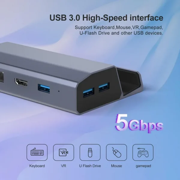 BEYIMEI Docking Station for Steam Deck, 6-in-1 Aluminium Steam Deck Dock with HDMI 2.0 4K@60Hz+3-Port USB-A 3.0+1000Mbps Gigabit Ethernet+100W PD Quick Charge Multiport Adapter for Valve Steam Deck