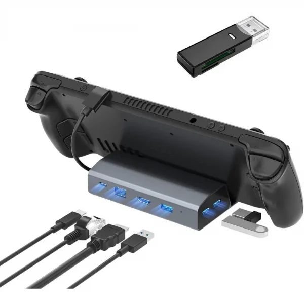BEYIMEI Docking Station for Steam Deck, 6-in-1 Aluminium Steam Deck Dock with HDMI 2.0 4K@60Hz+3-Port USB-A 3.0+1000Mbps Gigabit Ethernet+100W PD Quick Charge Multiport Adapter for Valve Steam Deck