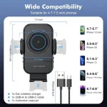 BEYIMEI 15W Fast Wireless Car Charger Mount - Wireless Charging Car Mount Auto-Clamping.Phone Holder Quick Charging for 9/10/11/12/13/14/15 Pro/MAX/XS/XR/X/8/Plus Samsung Galaxy