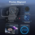 BEYIMEI 15W Fast Wireless Car Charger Mount - Wireless Charging Car Mount Auto-Clamping.Phone Holder Quick Charging for 9/10/11/12/13/14/15 Pro/MAX/XS/XR/X/8/Plus Samsung Galaxy