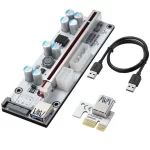 BEYIMEI Mining Riser Card,PCI-E 1X to 16X Adapter Card,with 0.6 m USB 3.0 Extension Cable,6PIN / 4PIN / SATA Interface, for Bitcoin, Crypto Mining Ethereum Mining ETH (VER010-X,1 Pack)