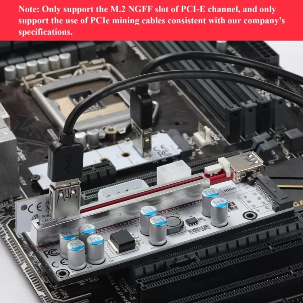 BEYIMEI PCI-E 1X to 16X VER010-X Riser Card with M.2 to PCI-E X1 NGFF Slot Adapter Card,for Bitcoin Crypto Mining Ethereum Mining