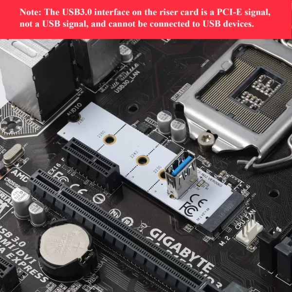 BEYIMEI PCI-E 1X to 16X VER010-X Riser Card with M.2 to PCI-E X1 NGFF Slot Adapter Card,for Bitcoin Crypto Mining Ethereum Mining