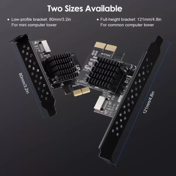 BEYIMEI PCI-E 2X to USB3.1 A-Key Gen2 Front Type-C Expansion Card,10Gbps Type-E Internal 20-pin Front Panel Connector Riser Card,PCI Express 3.0 X2 Adapter for Desktop PCs (ASM3142)