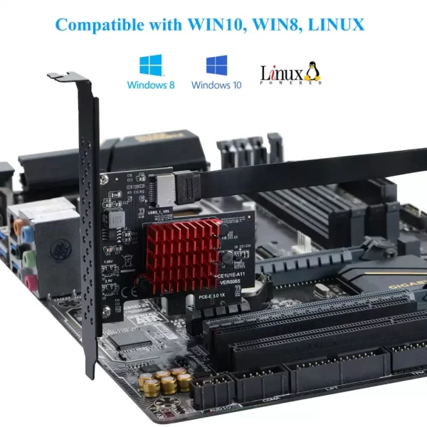 BEYIMEI PCI-E 1X to USB3.1 A-Key Gen2 Front Type-C Expansion Card,10Gbps Type-E Internal 20-pin Front Panel Connector Riser Card,PCI Express 3.0 X1 Adapter for Desktop PCs (ASM3142)