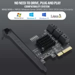 BEYIMEI PCIe 4X SATA Card 6 Ports,SATA III 6 Gbps Controller Expansion Card, ASM1166/SATA 3.0 Non-Raid,with 6 SATA Cables, (Support 6 SATA 3.0 Devices)
