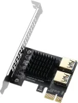BEYIMEI PCI-E 1 to 2 Riser Card,Pcie Splitter 1 to 2 PCIE Riser Card,PCI-E 1X to External 2 PCI-E USB 3.0 Adapter Multiplier Card for Bitcoin Ethereum Mining