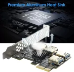BEYIMEI PCI-E 1 to 4 PCI-Express 16X Slots Riser Card,PCI-E 1X to External 4 PCI-E USB 3.0 Adapter Multiplier Card for Bitcoin Mining