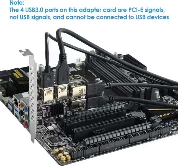 BEYIMEI PCI-E 1 to 4 PCI-Express 16X Slots Riser Card,PCI-E 1X to External 4 PCI-E USB 3.0 Adapter Multiplier Card for Bitcoin Mining