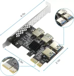 BEYIMEI PCI-E 1 to 4 PCI-Express 16X Slots Riser Card,PCI-E 1X to External 4 PCI-E USB 3.0 Adapter Multiplier Card for Bitcoin Mining