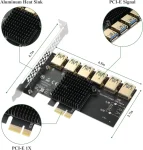 BEYIMEI PCI-E 1 to 6 Riser Card,PCI-E 1X to External 6 PCI-E USB 3.0 Adapter Multiplier Card,PCIE Riser Card for Bitcoin Mining