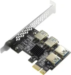BEYIMEI PCI-E 1 to 4 PCI-Express 16X Slots Riser Card,PCI-E 1X to External 4 PCI-E USB 3.0 Adapter Multiplier Card for Bitcoin Mining