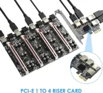 BEYIMEI PCI-E 1 to 4 PCI-Express 16X Slots Riser Card,PCI-E 1X to External 4 PCI-E USB 3.0 Adapter Multiplier Card for Bitcoin Mining