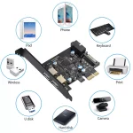 BEYIMEI PCI-E to USB 3.0 2-Port Expansion Card, with 15-pin SATA Power Connector and 19-pin USB3.0 Interface, Suitable for Desktop Windows XP/Vista / 7/8/10 / Linux/Ubuntu（2X Type a）