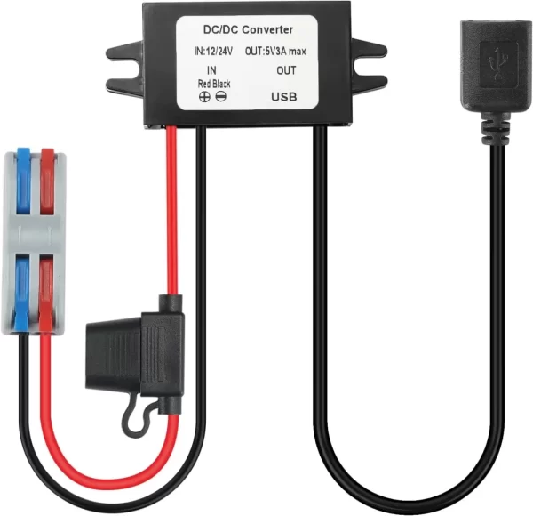 BEYIMEI DC USB Buck Converter 12V 24V to 5V 3A with Output Power Adapter Car Power Converter Reduce for Car Audio, LED, Car Recorder.