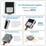 BEYIMEI DC 12V to 48V 5A Step-Up Converter ，with Fuse Regulator Boost Power Converter Waterproof Transformer for Golf Cart Trucks, Boats, and Solar Systems.