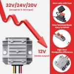 BEYIMEI DC 9-32V to 12V5A, Voltage stabilized Converter Regulator with Quick Connection Cable, DC to DC Adapter Stabilizer,Waterproof Regulated DC Power Supply for Golf Cart Club Car LED Light.