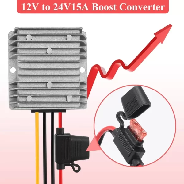 DC/DC Boost Buck Converter 12V to 24V 15A 360W BEYIMEI Step up Converter Module Waterproof Power Supply Board Voltage Stabilizer forTransformer for Car Audio Solar Power System LCD Television