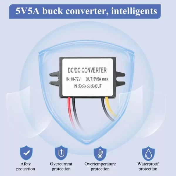BEYIMEI DC to DC Converter 10-72V 12V/24V/36v/48V to 5V5A Voltage Regulator