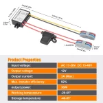 BEYIMEI Voltage Convertor AC 24V to DC 12V Buck Voltage Waterproof Power Module with Fuse for Car Step Down Converter (3A)