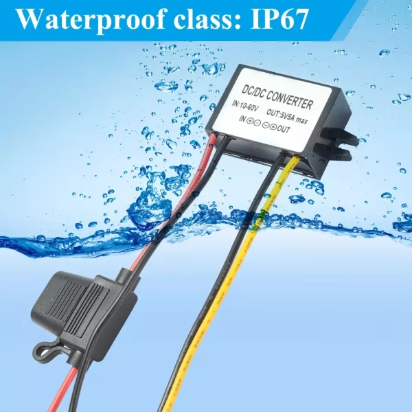 BEYIMEI Voltage Reducer DC Converter 10-60V 12V/24V/36v/48V to 5V5A Buck Converter