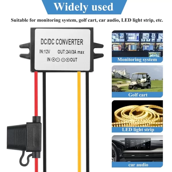 BEYIMEI DC/DC Boost Buck Converter 12V to 24V 3A 72W Step up Converter Module Waterproof Power Supply Board Voltage Stabilizer forTransformer for Car Audio Solar Power System LED Display Screen