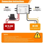 BEYIMEI Voltage Convertor AC 24V to DC 12V Buck Voltage Waterproof Power Module with Fuse for Car Step Down Converter (3A)