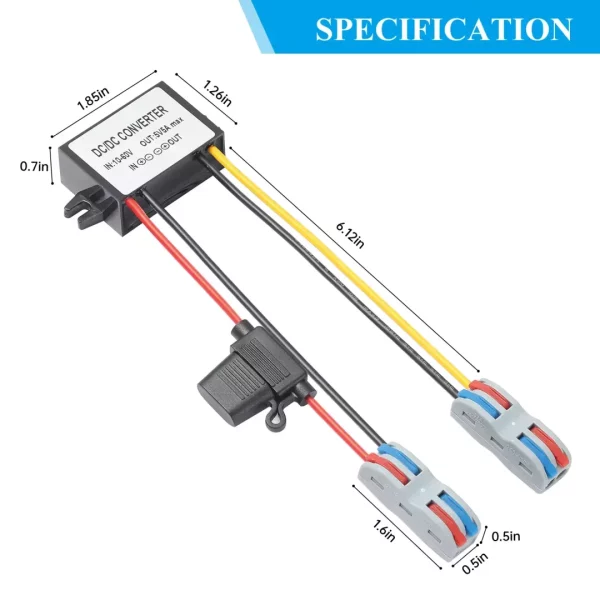 BEYIMEI Voltage Reducer DC Converter 10-60V 12V/24V/36v/48V to 5V5A Buck Converter