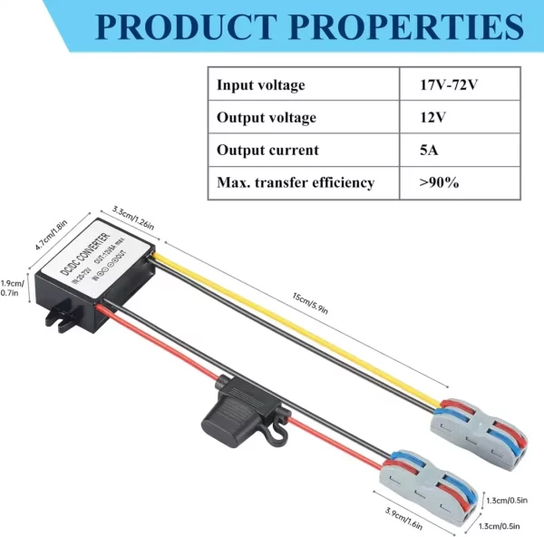 BEYIMEI  Buck converter 24V/36v/48V/60V to 12V5A DC to DC Converter