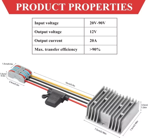 BEYIMEI Voltage Regulator,DC 20-90V to DC 12V20A  Buck converter