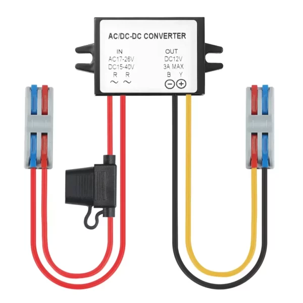 BEYIMEI Voltage Convertor AC 24V to DC 12V Buck Voltage Waterproof Power Module with Fuse for Car Step Down Converter (3A)