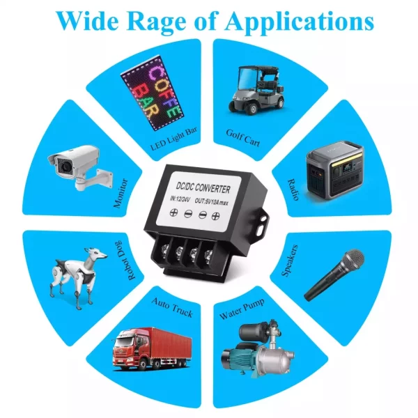 DC 12v 24V to 5v Step Down Converter, 8-35V Step Down to 5V 10A 50W DC Power Voltage Regulator Converter
