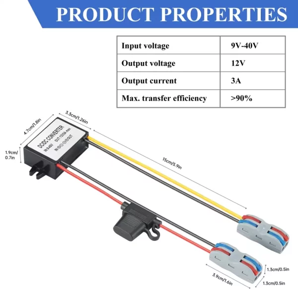 DC Automatic Step Up Down Voltage Regulator Stabilizer 12V/24V to12V3A 36W Converter Regulator