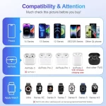 BEYIMEI Cell Phone Wireless Chargers,3 in 1 Charging Station for Multiple Devices for iPhone 15 14 13 12 11 Pro Max XR XS 8 Plus, for Apple Watch 8 7 6 5 4 3 2 SE,for AirPods Pro 3 2