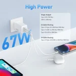 BEYIMEI 67W USB C Wall Charger,GaN III 3-Port PD QC Foldable Charger,Type C and USB A Laptop Charge Adapter for All iPad iPhone 15 14 13 12 Pro Max Pixel Note Galaxy