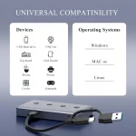 BEYIMEI USB3.2 Hub Ports, 6-Port USB Hub, USB A/Type-C Splitter with USB C Power Port,10 Gbps Data Transfer USB Extender for Laptop, PC, HDD,Flash Drive, Keyborad and More