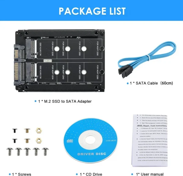 BEYIMEI M.2 NGFF to SATA3.0 Adapter Card, Dual M.2 B-Key SSD to 6G Interface Adapter Card, SATA to Dual M.2 SATA 2.5'' SSD (JBOD)