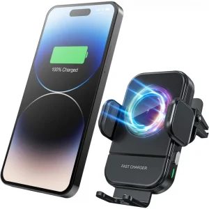 BEYIMEI 15W Fast Wireless Car Charger Mount - Wireless Charging Car Mount Auto-Clamping.Phone Holder Quick Charging for 9/10/11/12/13/14/15 Pro/MAX/XS/XR/X/8/Plus Samsung Galaxy