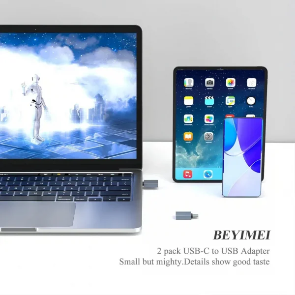 BEYIMEI USB-C to USB Adapter (2 Pack),USB-C Male to USB-A 3.0 Female OTG Adapter, Type-C to USB 3.0 Compatible with MacBook Pro,Mac Book,iPad,Microsoft Surface,Mobile Phone and Type-C Devices.