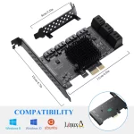 BEYIMEI PCIE 1X SATA Card 10 Ports,6 Gbps SATA 3.0 Controller PCIe Expansion Card,Non-Raid,Support 10 SATA 3.0 Devices,with Low Profile Bracket and 10 SATA Cables（Chip:ASM1166）