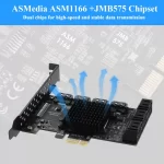 BEYIMEI PCIE 1X SATA Card 10 Ports,6 Gbps SATA 3.0 Controller PCIe Expansion Card,Non-Raid,Support 10 SATA 3.0 Devices,with Low Profile Bracket and 10 SATA Cables（Chip:ASM1166）