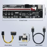 BEYIMEI PCI-E 1X to 16X Riser Card, 10 Capacitors,for Bitcoin Ethereum Mining ETH,with 0.6 m USB 3.0 Extension Cable & 6PIN SATA Power Cable - GPU Extender Riser Card - (V011-PRO,1 Pack)