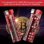 BEYIMEI PCI-E 1X to 16X Riser Card, 10 Capacitors,PCI-E Riser for Bitcoin Litecoin Ethereum Mining ETH,with USB 3.0 Extension Cable, 6PIN SATA Power Cable - GPU Extender Riser Card - (V013-PRO,1 Pack)
