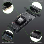 BEYIMEI PCI-E 4X SATA Card 20 Ports, PCI Express SATA Controller Expansion Card, 6 Gbit/s SATA 3.0 PCIe Card Without Raid, Boot as System Disk Support HDD or SSD