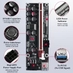 BEYIMEI PCI-E 1X to 16X Riser Card, 10 Capacitors,for Bitcoin Ethereum Mining ETH,with 0.6 m USB 3.0 Extension Cable & 6PIN SATA Power Cable - GPU Extender Riser Card - (V011-PRO,1 Pack)
