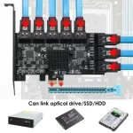 BEYIMEI PCIE SATA Card 16 Ports, 6 Gbit/s SATA 3.0 PCIe Card, PCIe to SATA Controller Expansion Card, Boot as System Hard Drive, Suitable for All PCIE Slots (JMB575 + ASM1064)