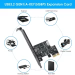 BEYIMEI PCI-E 1X to USB 3.2 GEN1 5Gbps Type-E A-Key Expansion Card,Front Panel Type-C Interface for Desktop PC(ASM1042A)