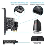BEYIMEI PCI-E 1X to USB 3.2 GEN1 5Gbps 20pin Front Panel Header (to Type-c Front Panel Header) + USB 3.0 19Pin Socket Expansion Card,Type-E Internal 20-pin Front Panel Connector Riser Card